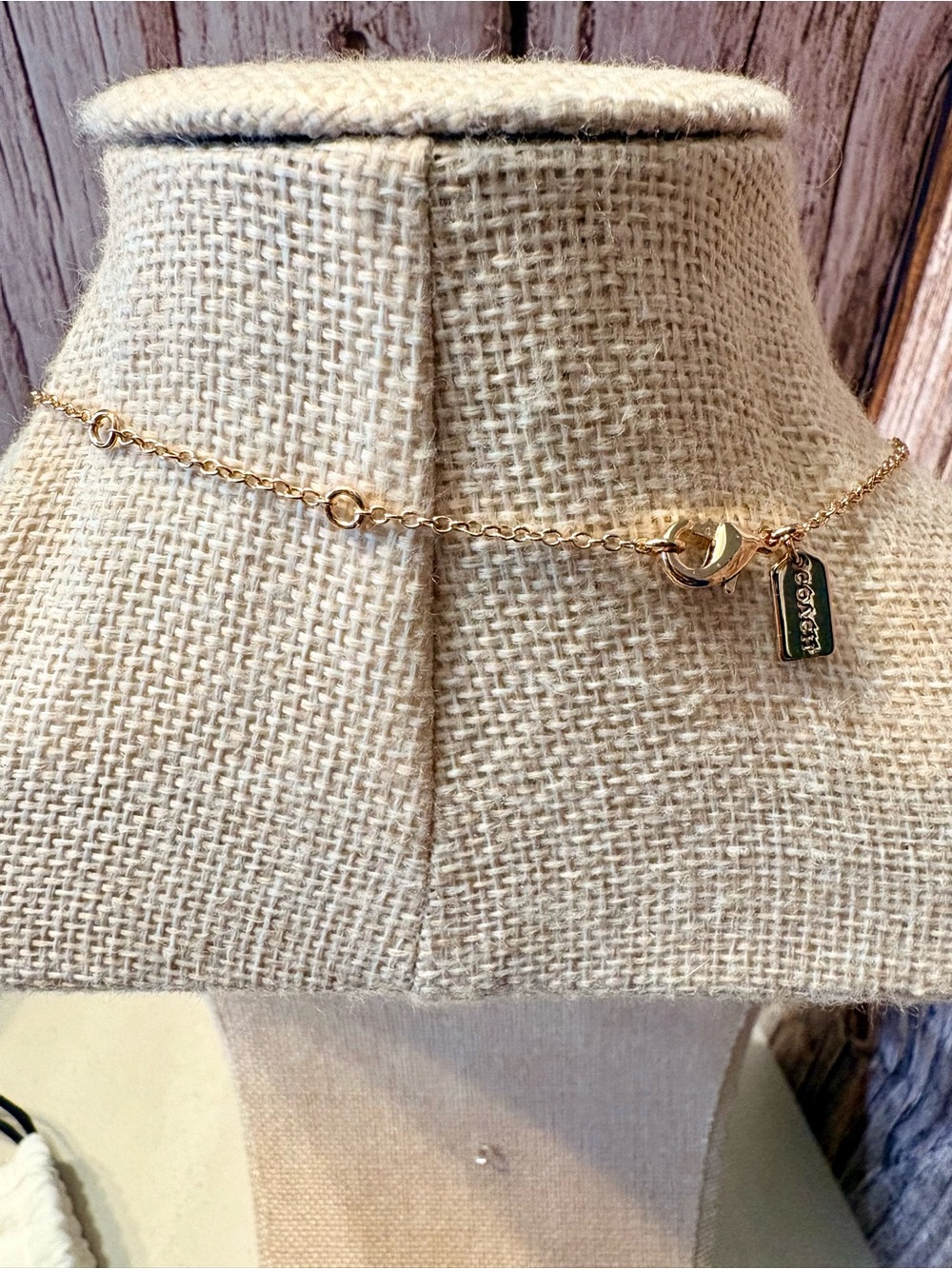 Coach Gold Crystal Charm Necklace NWT - Picture 4 of 7
